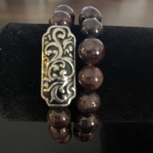 Garnet Bracelets w/ Large Masculine Charm