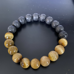 Golden Tiger Eye & Black Lava Beads