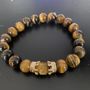 Brown Tiger Eye w/ Gold Crowns